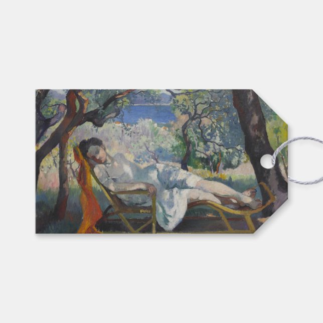 Die Siesta (Jeanne, die sich in einem sonnigen Gar Geschenkanhänger (Vorderseite (Horizontal))