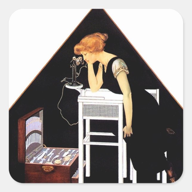 Die Silberkiste von C Coles Phillips Quadratischer Aufkleber (Vorderseite)