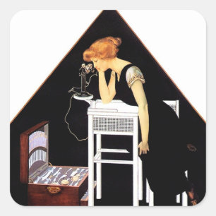 Die silberne Truhe von C Coles Phillips Quadratischer Aufkleber