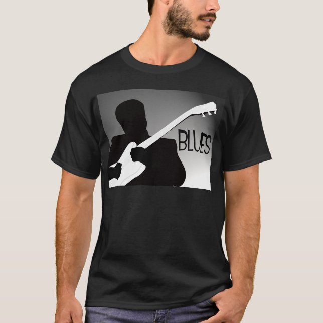 Die Silhouette des Bluesspielers mit einem T-Shirt (Vorderseite)