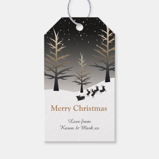 Die Silhouette des Weihnachtsmanns für Schlitten u Geschenkanhänger (Vorderseite)