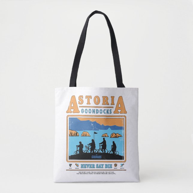 Die Silhouetten der Goonies über Astoria Goondocks (Vorderseite)
