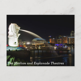 Die Singapur-Merlion- und Esplanade-Theater Postkarte