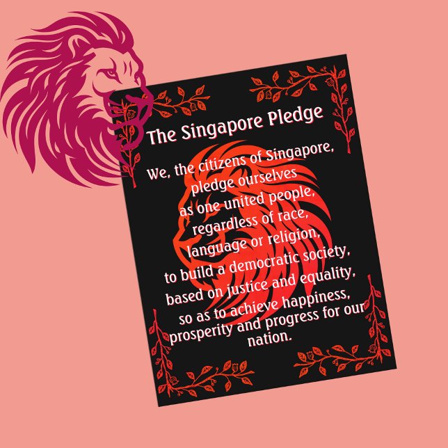 Die Singapur Pledge National Day Postcard Postkarte (Von Creator hochgeladen)