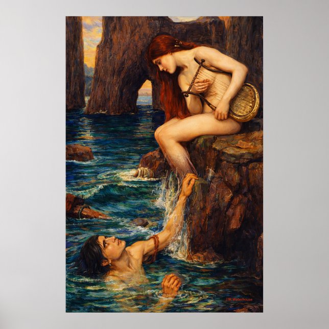 Die Sirene von John William Waterhouse Poster (Vorne)