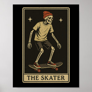 Die Skater Tarotkarte Skelett Punk Rock Skateboar Poster