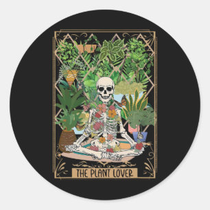 Die Skelettensaison der Pflanze Lover Tarot Card Runder Aufkleber