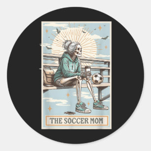 Die Skelettkarte der Fußball-Mama, Tarot der Mama  Runder Aufkleber