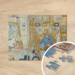 Die Skelettmalerei | James Ensor Puzzle<br><div class="desc">Die Skelettmalerin (1896) von James Ensor ist ein surreales und satirisches Kunstwerk mit einem Skelett, das den Tod symbolisiert und verlobt in der Malerei ist. Die Komposition verbindet dunklen Spaß mit einem dynamischen, chaotischen Bürstenwerk, das für Ensors Stil charakteristisch ist. Das Gemälde spiegelt die Faszination des Künstlers für Mortalität, den...</div>