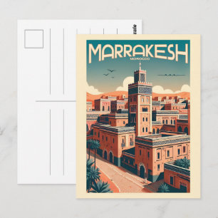 Die Skyline der Altstadt von Marrakesch mit Mosche Postkarte