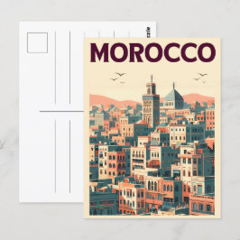 Die Skyline der Altstadt von Marrakesch mit Mosche Postkarte