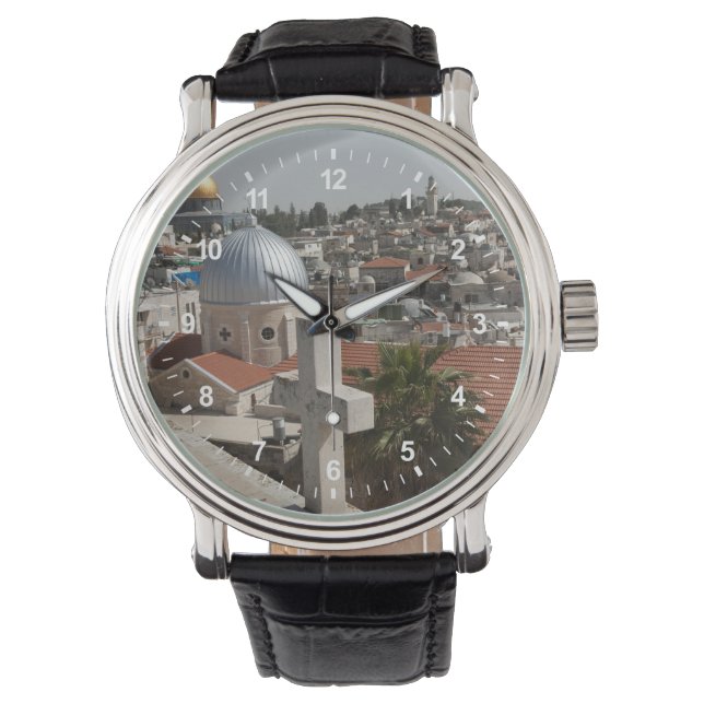 Die Skyline des alten Jerusalems Armbanduhr (Vorderseite)