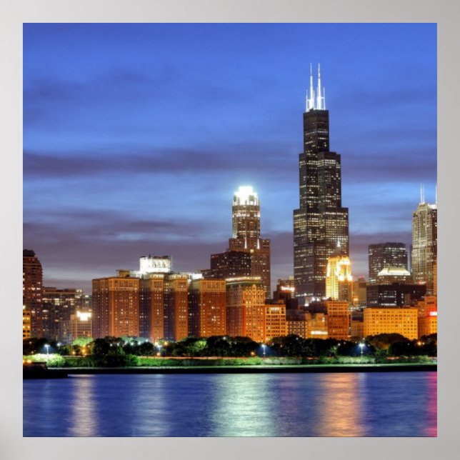 Die Skyline von Chicago vom Adler Planetarium Poster (Vorne)