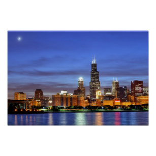 Die Skyline von Chicago vom Adler Planetarium Poster
