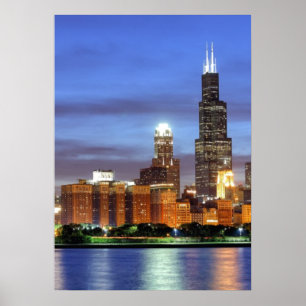 Die Skyline von Chicago vom Adler Planetarium Poster