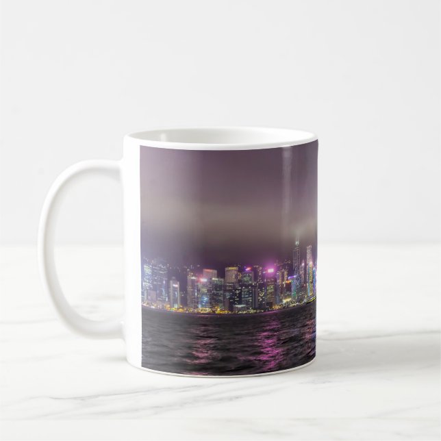 Die Skyline von Hongkong nachts Kaffeetasse (Links)