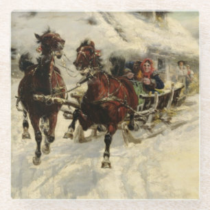 Die sleigh-Fahrt, 1896 (Öl auf Leinwand) Glasuntersetzer