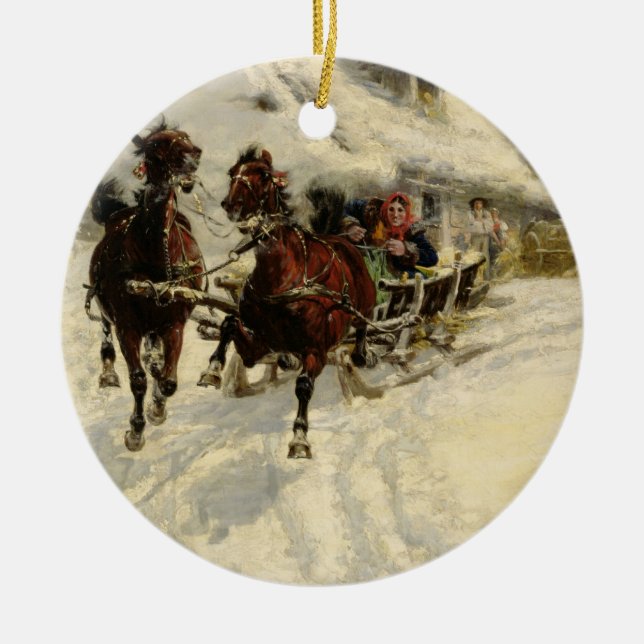 Die sleigh-Fahrt, 1896 (Öl auf Leinwand) Keramikornament (Vorne)