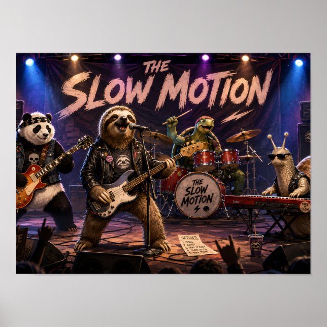 Die Slow Motion Lustige Tier Rockband Poster (Vorne)