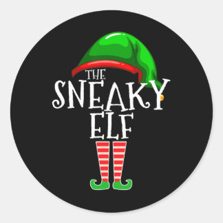 Die Sneaky-Elf-Gruppe passt Familienweihnachtsgif Runder Aufkleber