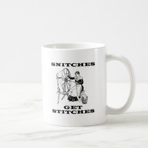Die Snitches erhalten Stiche Näherin-Wortspiel Kaffeetasse
