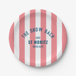 Die Snow Bach Pink Cabana Stripe Junggesellinnenab Pappteller