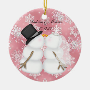 Die Snowmen küssen verheiratet unser erstes Keramikornament