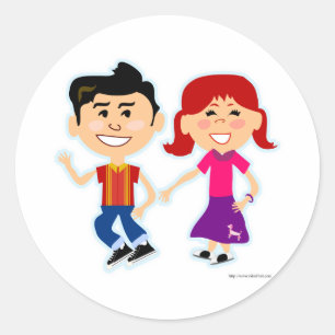 Die Sock Hop Kids Runder Aufkleber