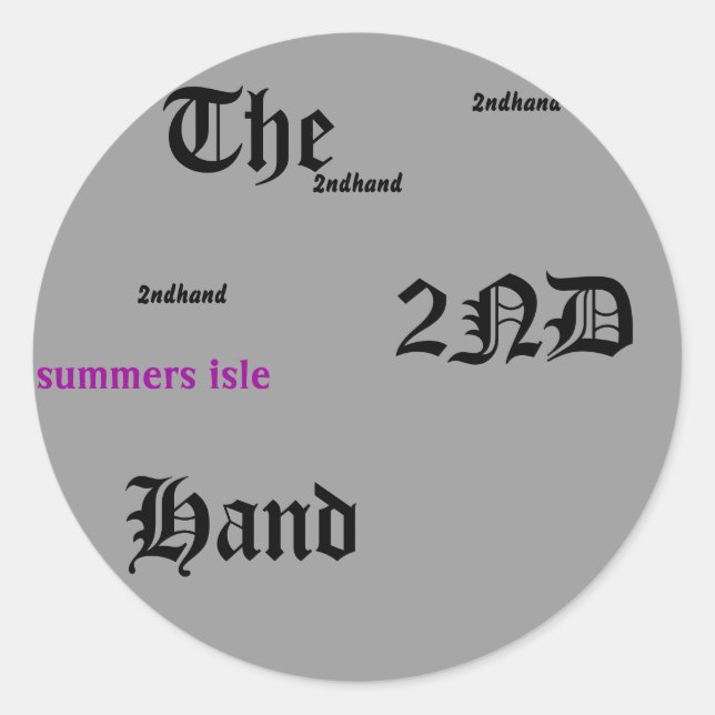 Die, Sommer Insel , 2ndhand, 2ndhand, 2ndhand, 2nd Runder Aufkleber (Vorderseite)
