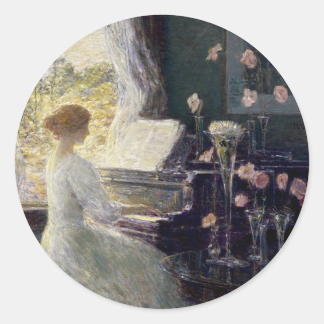 Die Sonata von Frederick Childe Hassam Runder Aufkleber (Vorderseite)