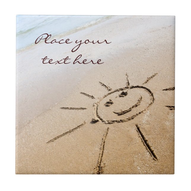 Die Sonne am Strand Fliese (Vorderseite)