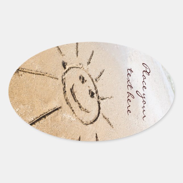 Die Sonne am Strand Ovaler Aufkleber (Vorderseite)