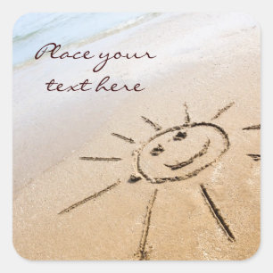 Die Sonne am Strand Quadratischer Aufkleber