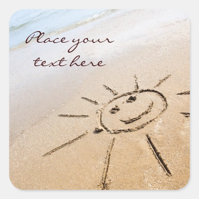 Die Sonne am Strand Quadratischer Aufkleber (Vorderseite)
