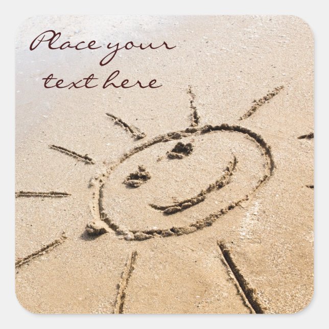 Die Sonne am Strand Quadratischer Aufkleber (Vorderseite)