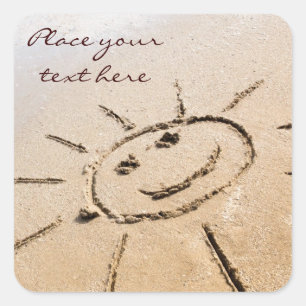 Die Sonne am Strand Quadratischer Aufkleber