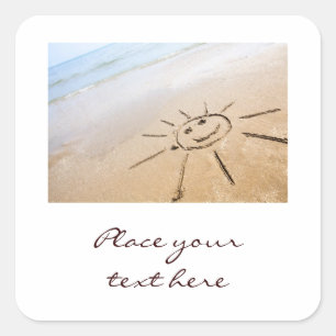 Die Sonne am Strand Quadratischer Aufkleber