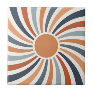 Die Sonne in einem bunten Retro-Design gelassen Fliese