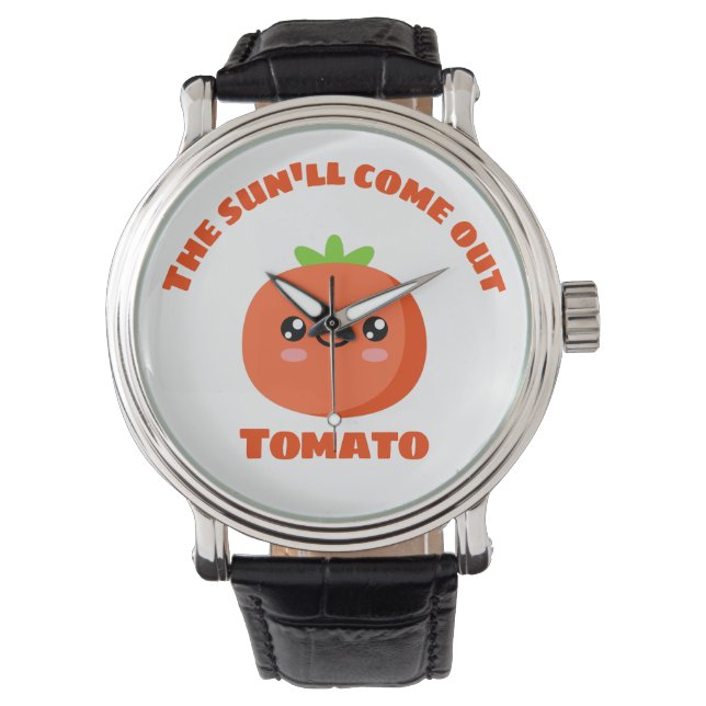 Die Sonne kommt aus Tomate Armbanduhr (Vorderseite)