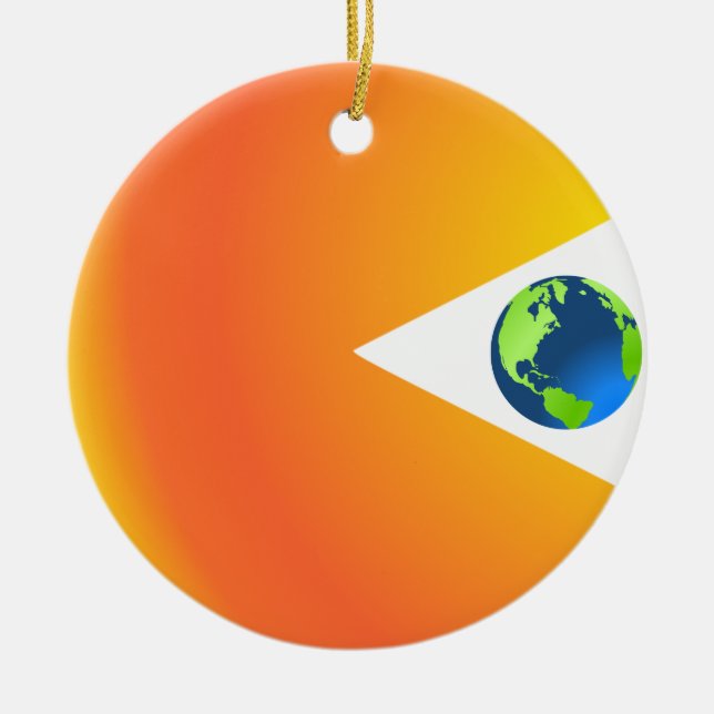 Die Sonne schluckt die Erde Keramik Ornament (Vorne)
