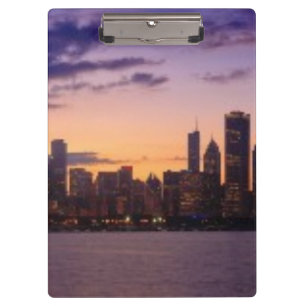 Die Sonne-Sets über dem Chicagoskyline Klemmbrett