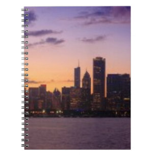 Die Sonne-Sets über dem Chicagoskyline Notizblock