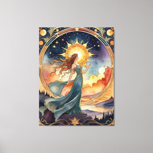 die Sonne - Tarot Original-Kunstwerk inspiriert Leinwanddruck (Vorderseite)
