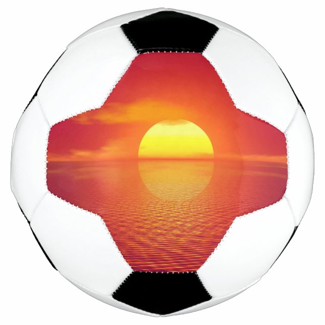Die Sonne über dem Orange Sea Calm Ocean Fußball (Vorderseite)