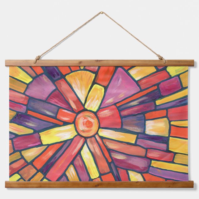 Die Sonne und das Licht Wandteppich Mit Holzrahmen (Vorne)
