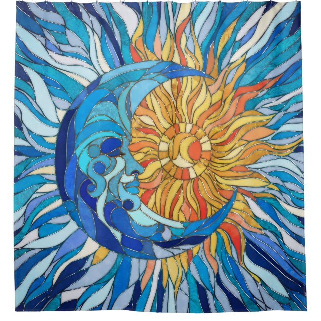 Die Sonne und der Mond Duschvorhang (Vorderseite)