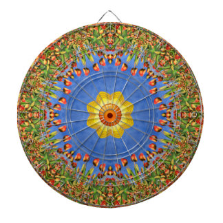 Die Sonne Vintage Orange Gelb Blau Kaleidoskop Dartscheibe