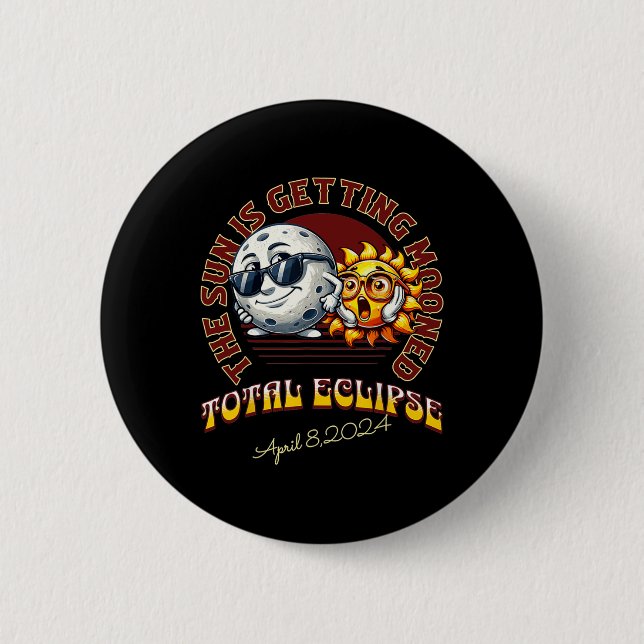 Die Sonne wird 2024 total Solar Eclipse getaucht Button (Vorderseite)