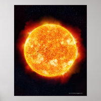 Die Sonne zeigt Sonneneruptionen gegen einen Stern