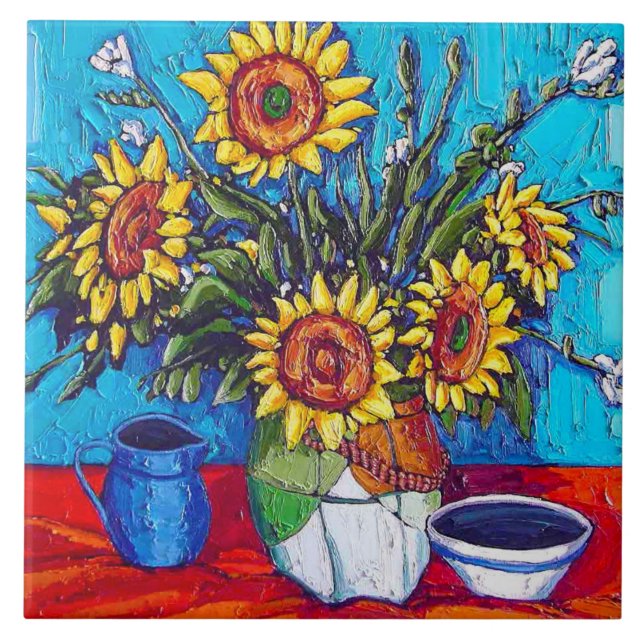 Die Sonnenblume-Fliese Fliese (Vorderseite)